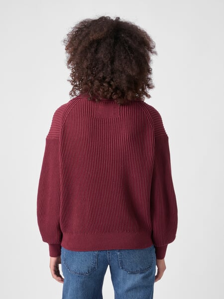 Women’s Knitted Troyer Wine red, presented on a model