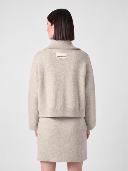 Damen-Hüftjacke meliert Naturweiß, Tragebild