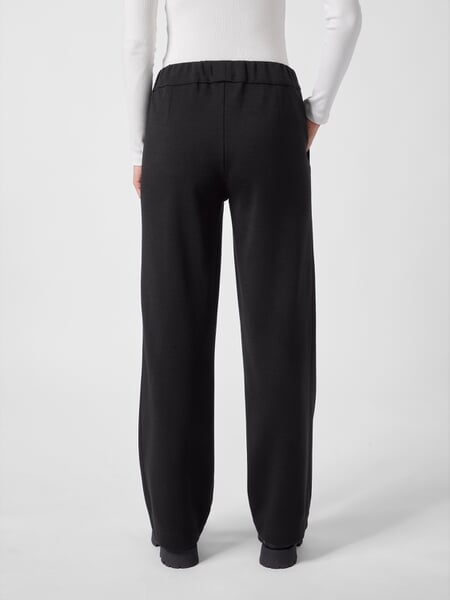 Women's Wool Pants Black, presented on a model