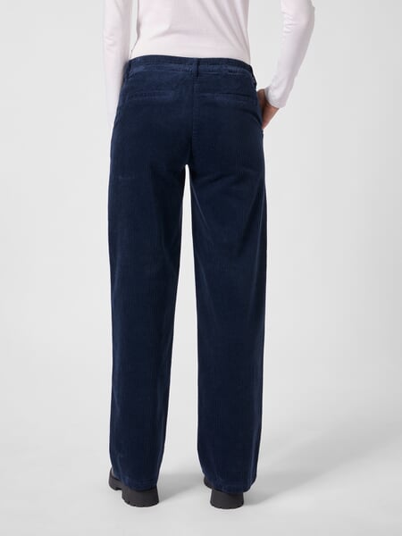 Pantaloni da donna in velluto a coste a gamba larga Blu scuro, Tragebild