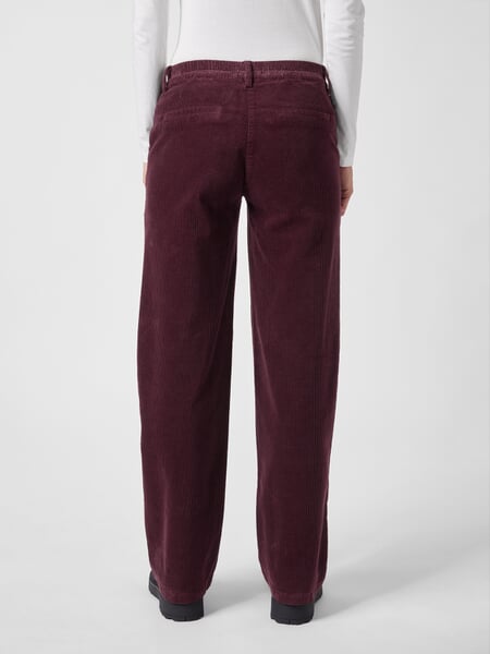 Damen-Cordhose weites Bein Weinrot, Tragebild