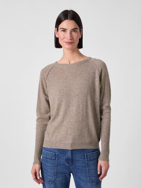 Pull en cachemire pour femme Marron clair, présenté sur un modèle