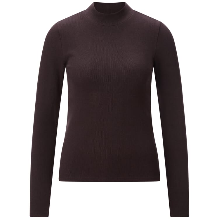 Langærmet ribtrøje til kvinder"., Dark brown