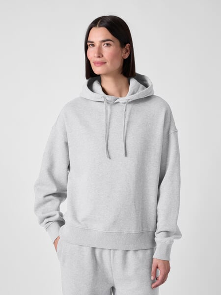 Women’s Hoodie Light gray heather, presented on a model