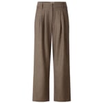 Dameswollen broek met plooien Taupe