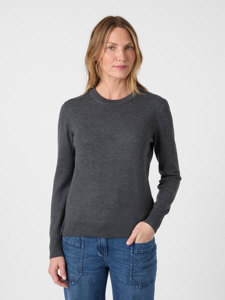 Women’s Merino Wool Sweaters Anthracite, presented on a model