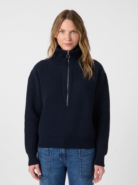 Pull-over à col roulé oversize pour femme Bleu foncé, présenté sur un modèle