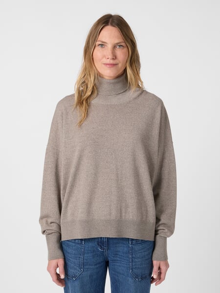 Women’s Turtleneck Sweater Light brown, presented on a model