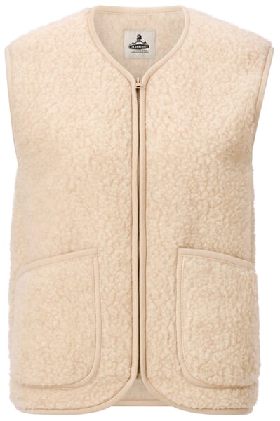 Gilet pour femme en laine peluche Teddy Blanc naturel