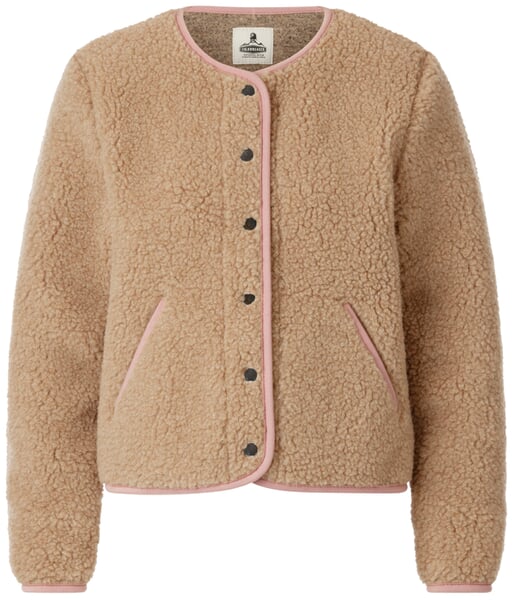 Chaqueta de mujer de felpa tipo osito de peluche y lana Marrón claro