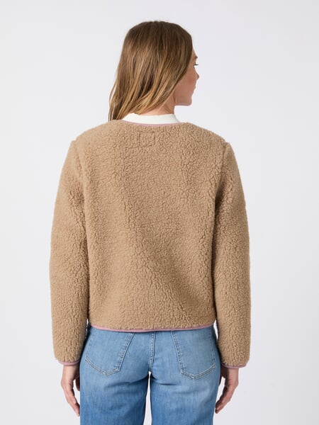 Women's Teddy Plush Wool Jacket Light brown, presented on a model