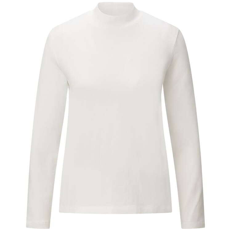 Camiseta de manga larga con cuello alto para mujer, Crudo
