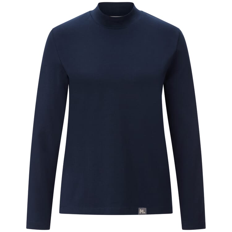 Dames-shirt met lange mouwen en opstaande kraag, Navy