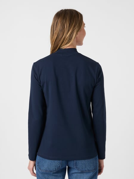 Damen-Langarmshirt Stehkragen Navy, Tragebild