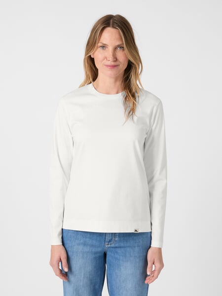 Damen-Langarmshirt Interlock Ecru, Tragebild