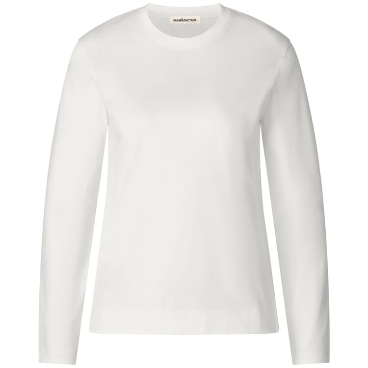 Maglietta da donna a maniche lunghe in interlock, Ecrù