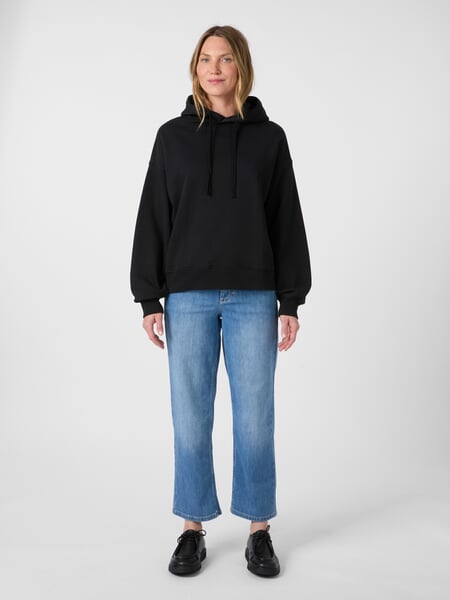 Damen-Hoodie Schwarz, Tragebild