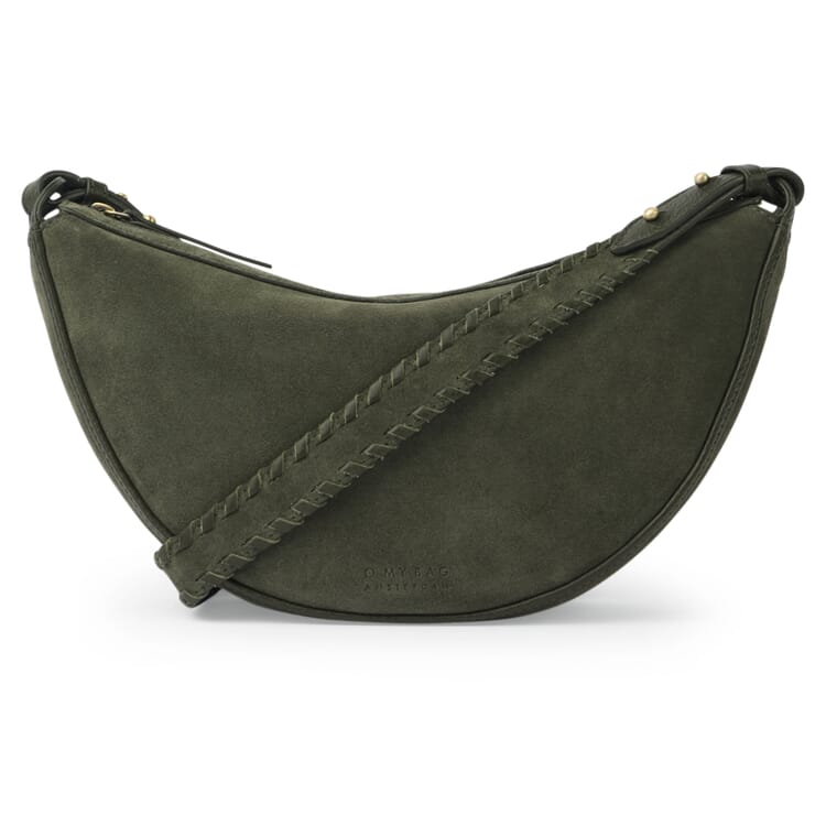 Suede Shoulder Bag, Green-Gray