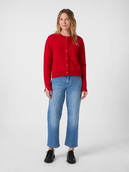 Damen-Strickjacke Rot, Tragebild