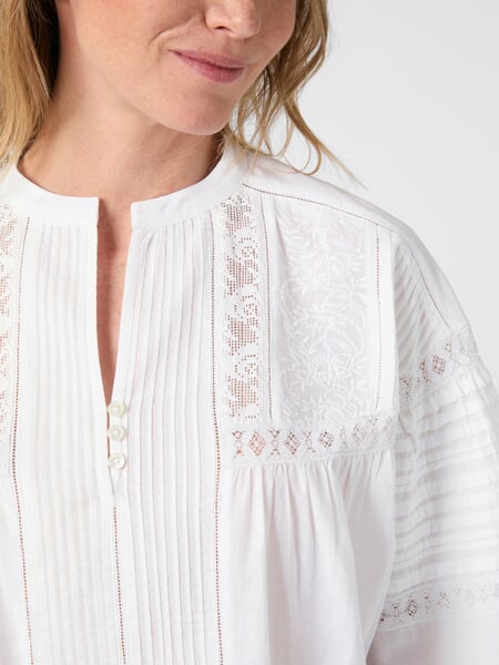 Women's Blouse with Embroidery White, close-up