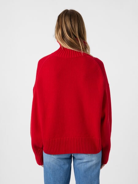 Women’s Oversized Sweaters Red, presented on a model