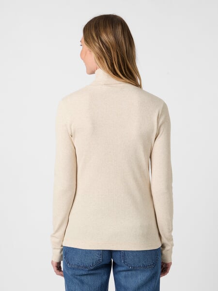 Dame-rullekraveshirt Naturlig hvid, præsenteret på en model
