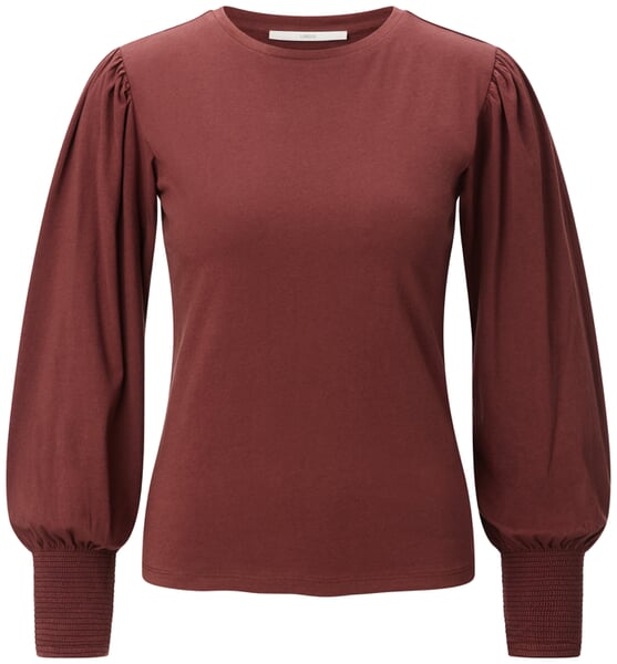 Damenshirt mit gerafftem Ärmel Kupfer