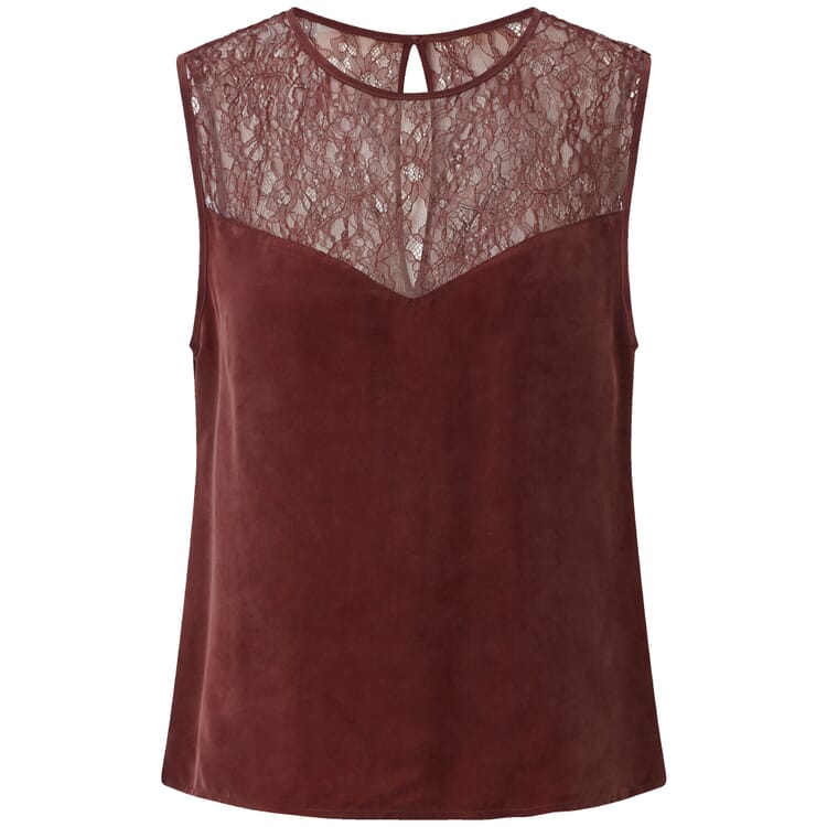 Top da donna in pizzo e cupro