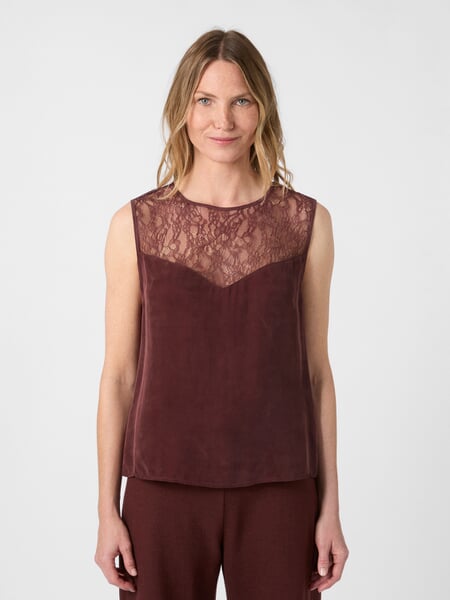 Damen Spitzentop Cupro Braun, Tragebild