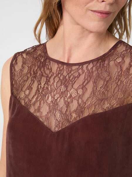 Damen Spitzentop Cupro Braun, Detailsicht