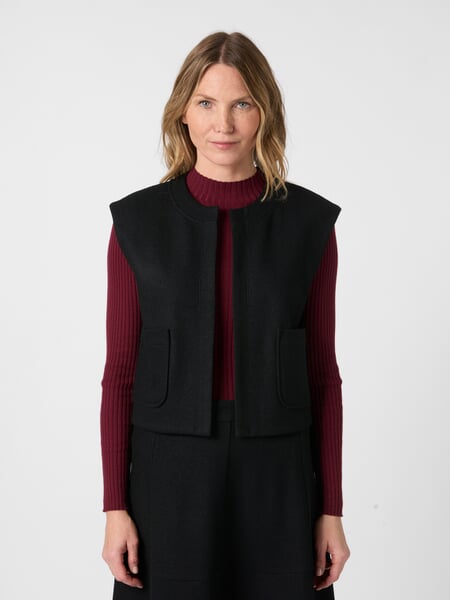 Chaleco de mujer de lana y algodón Negro, Tragebild