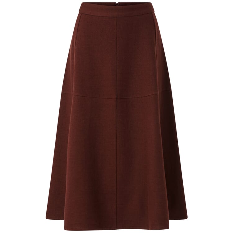 Midiskirt til kvinder i uld og bomuld, Brown