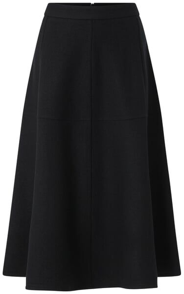 Midiskirt til kvinder i uld og bomuld Sort