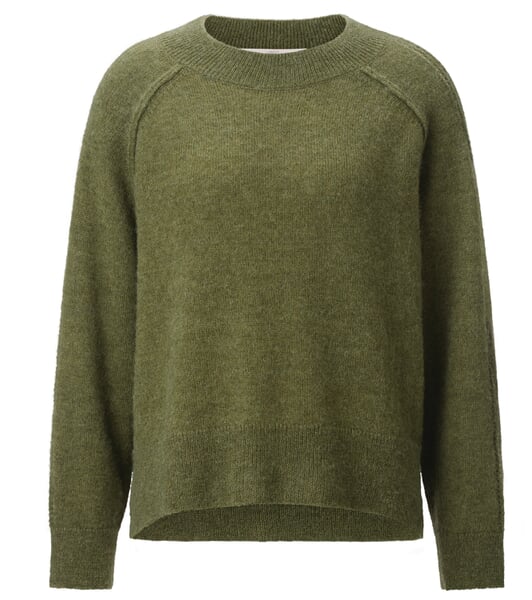 Damen-Strickpullover Wolle-Alpaka Oliv