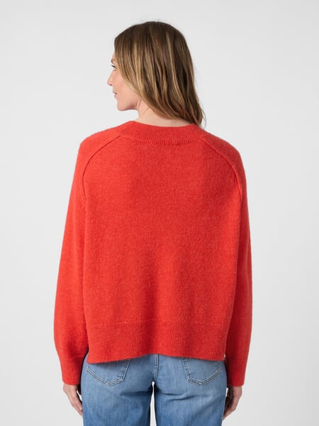 Damen-Strickpullover Wolle-Alpaka Orange, Tragebild