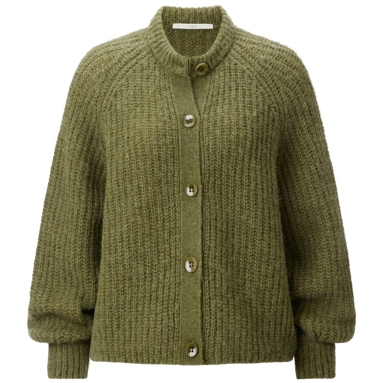 Damen-Strickjacke Wolle-Alpaka, Oliv