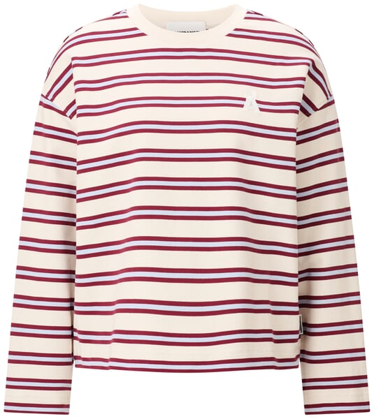 Damen-Sweatshirt gestreift Rot-Blau