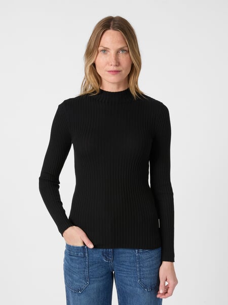 Damen-Strickshirt Schwarz, Tragebild