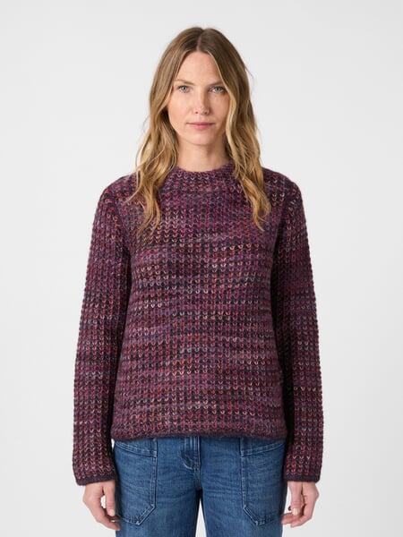 Women’s Reversible Knit Sweater Multicolor, presented on a model