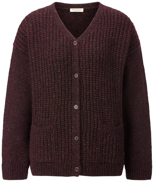 Damen-Strickjacke geknöpft Weinrot