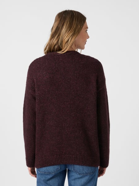 Damen-Strickjacke geknöpft Weinrot, Tragebild