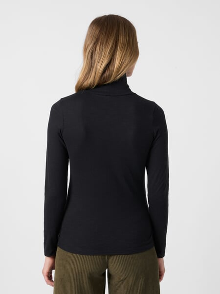 Dames-shirt met lange mouwen Zwart, gepresenteerd op een model