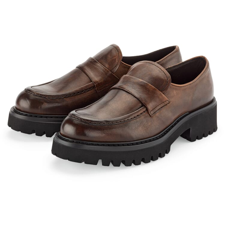 Mocassins pour femmes en cuir d'agneau, Marron