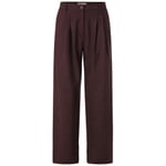 Dameswollen broek met plooien Wijnrood