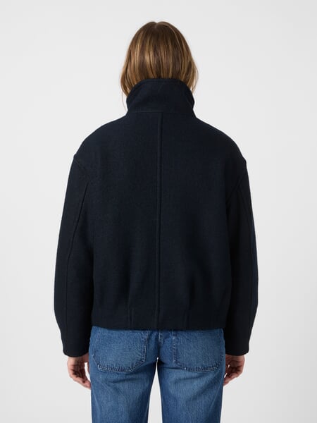 Damenblouson Wolle Oversized Navy, Tragebild