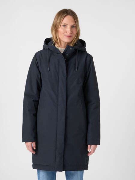 Damenparka wattiert Dunkelblau, Tragebild
