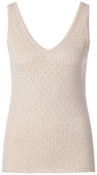 Haut pour femme en maille ajourée avec de la soie Naturel