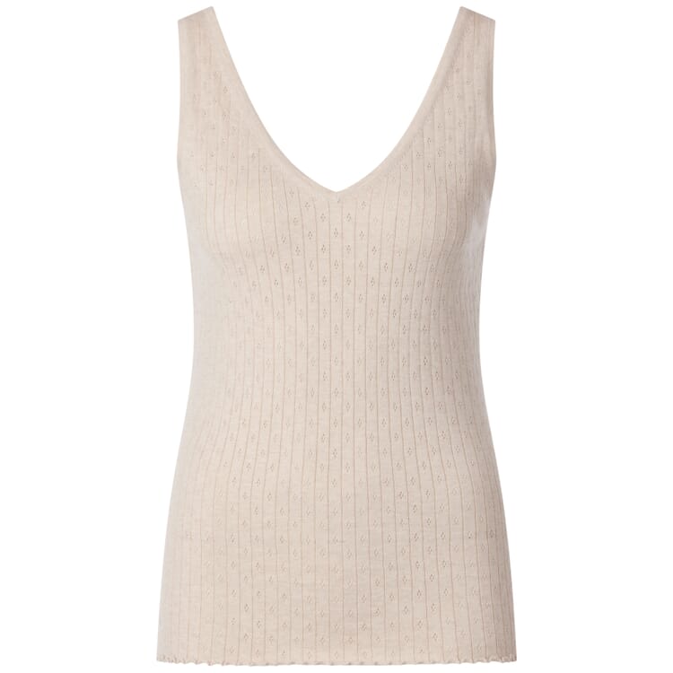 Top da donna in maglia ajour con seta, Naturale