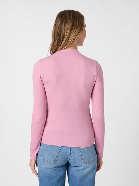 Dames-ribtrui met lange mouwen Dusty rose, gepresenteerd op een model