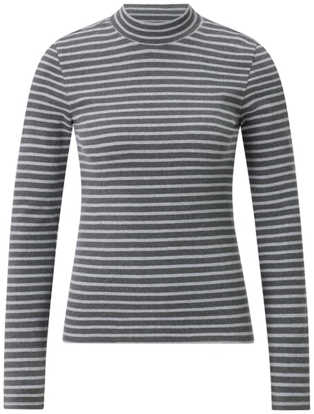 Damen-Rippenshirt gestreift Grau